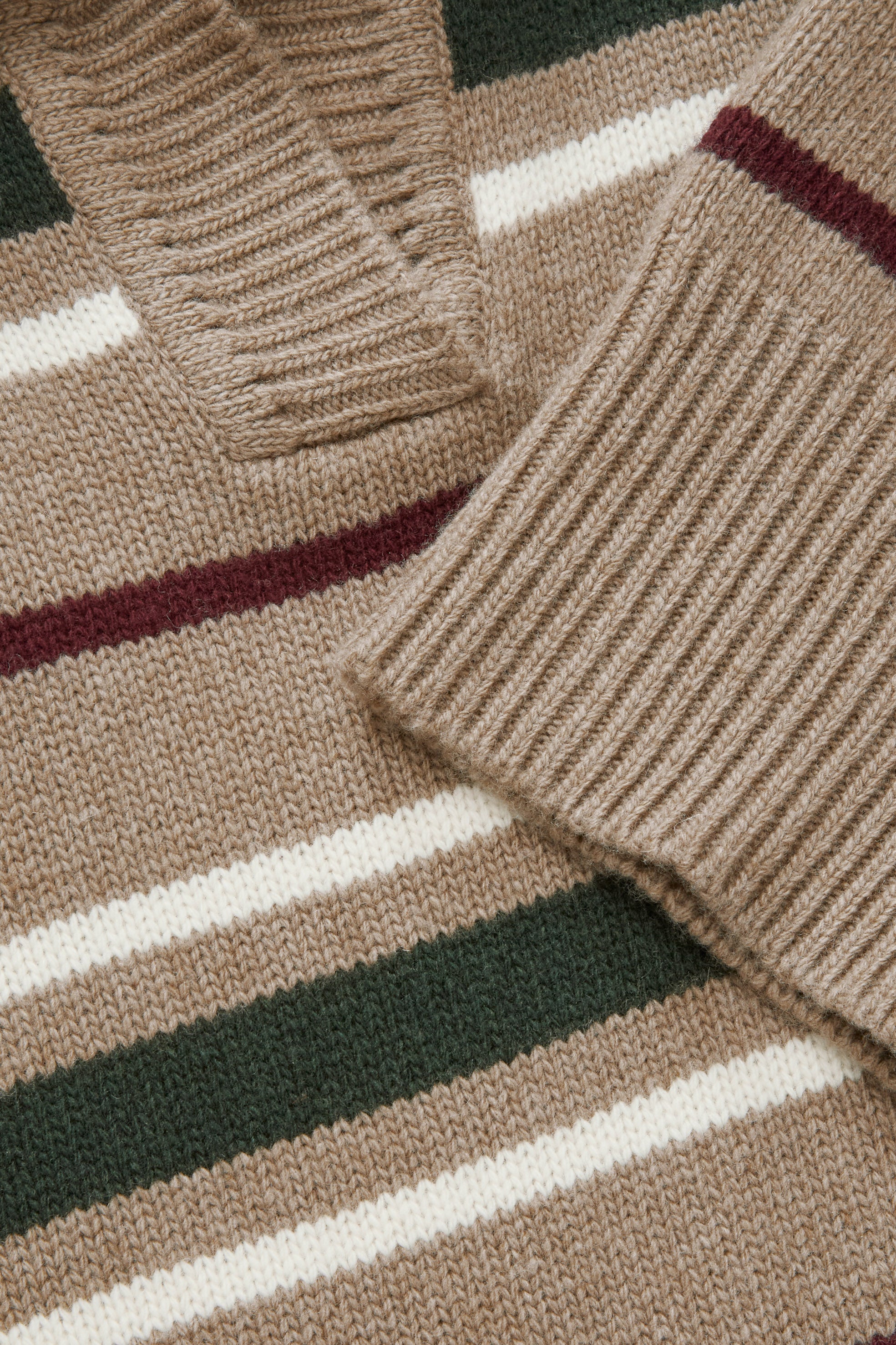 Skall Studio Paul V-neck jumper Jumper Light brown/green/wine stripe